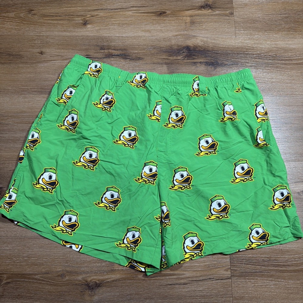 Columbia PFG Shorts Men's XXL‎ Oregon Ducks Backcast Omni-Shade Swim Board Green